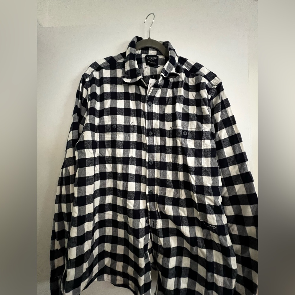Jcrew Mens Flannel Blue/white NWT